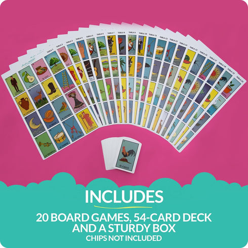Loteria Traditional Loteria Mexicana Game - 20 Player Water-Resistant PVC Boards and Card Deck for Cinco de Mayo,