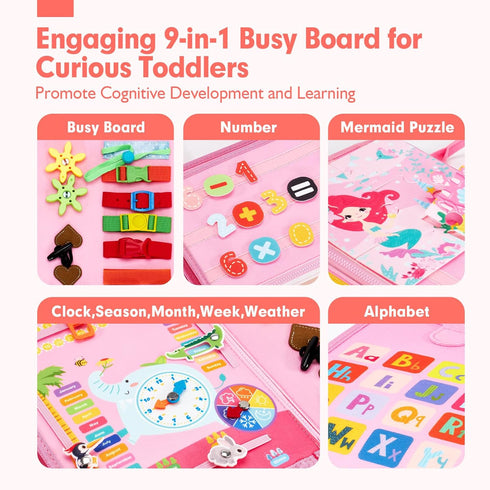 3+ 3 4 5 hahaland Busy Board for Toddlers Boys Girls Montessori Toys for Year Old Preschool Educational Learning