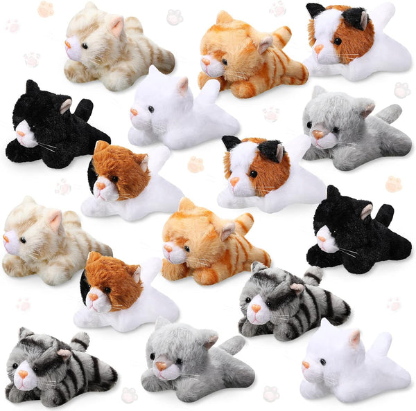 HyDren 16 Pcs Plush Animals Bulk - Assorted Small Stuffed Soft Plush Cat Dog Toys for Classroom, Birthday Party Favors
