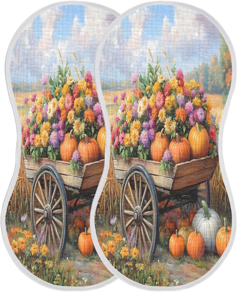 YETTASBIN Filled Pumpkins Muslin Baby Burp Cloth, Super Soft Absorbent Cotton Burp Rag Baby Bibs Feeding Cloth