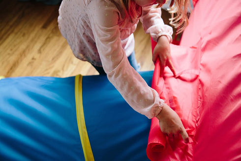 Pacific Play Tents 20414 Kids Hide-Me Dome Tent and Crawl Tunnel Combo, Large, Red/Yellow/Blue