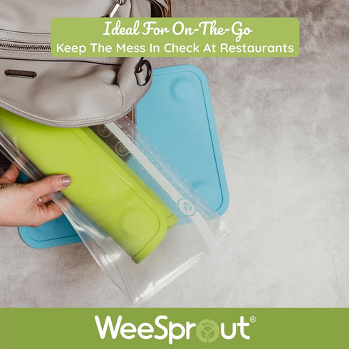 2 Pack WeeSprout Silicone Suction Placemats for Babies, Toddlers & Kids, Durable Food Grade Silicone with Non-Slip