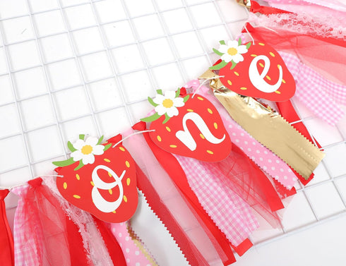 1st Strawberry Party Decorations for Birthday - Strawberry Highchair Banner, Sweet One Birthday Decorations, Best Sweet