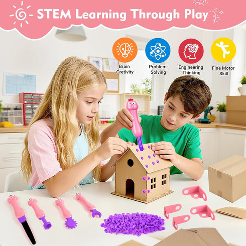 Kizmore 122PCS 5 6 7 8 5-7 3-12 Cardboard Cutting Tool Toys for Kids: Safe Cutter Construction Kit | STEM Educational