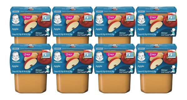 Gerber 2nd Food Baby Food Apple Puree - Natural & Non-GMO, 4 Ounce Tubs, 2-Pack (8 Total)