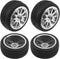 4Pcs 2.55in Rubber Tires & 12mm Hex Plastic Wheel Rims Set 10-Spoke with Foam Compatible with Traxxas Kyosho HPI Tamiya
