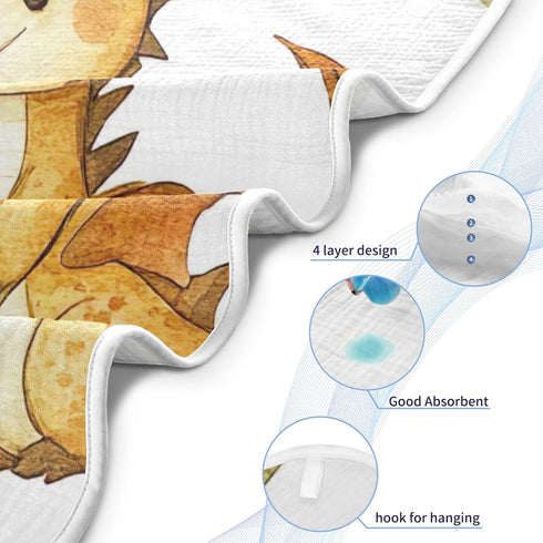YETTASBIN 30 30 Inch Cartoon Dragon Baby Towel, Ultra Soft Absorbent Cotton Baby Hooded Bath Towel for Newborn Baby Boy