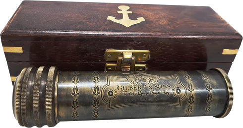 collectiblesBuy Antique Finish Brass Kaleidoscope, Gilbert & Sons Engraved Nautical Instrument Table Decor
