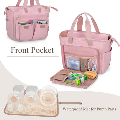 LUXJA Large Wearable Breast Pump Bag with a Waterproof Mat for Wearable Breastfeeding Pump, Carrying Tote Bag