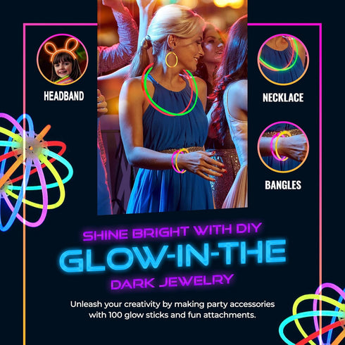 248 PCS Glow Sticks Party Pack, 100 Pcs 8 Inch Glow Sticks, 6 Glow Sticks Wands for Parties