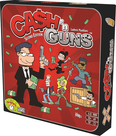Cash 'N Guns Second Edition Party Board Game, Money Heist Strategy for Adults & Kids, 4-8 Players