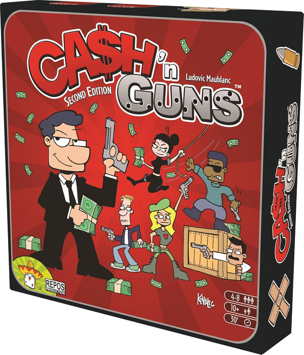Cash 'N Guns Second Edition Party Board Game, Money Heist Strategy for Adults & Kids, 4-8 Players