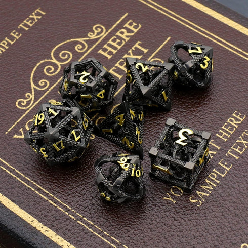 Set DND Dice, Dungeons and Dragons Metal Dice Polyhedral Role Playing Gaming HNCCESG Hollow Cthulhu Dice for Table Game