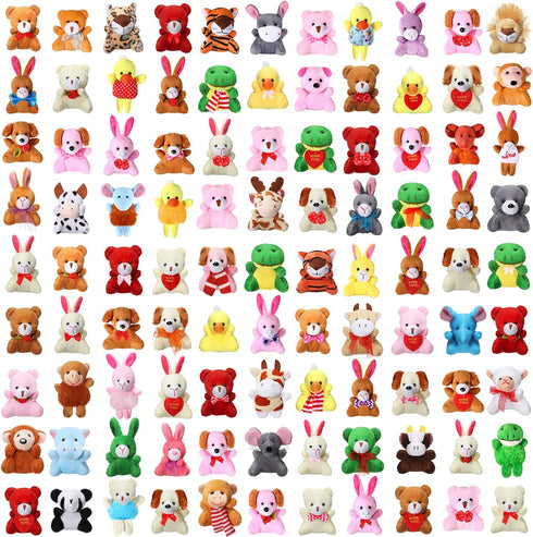 Zhanmai 100 Pcs Mini Plush Stuffed Animal Bulk Small Animal Toys for Kids Birthday Party Favors