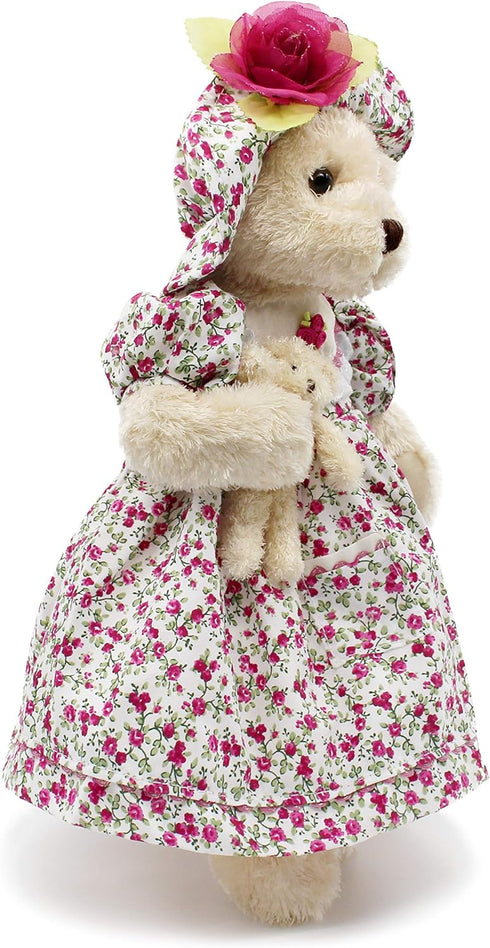 16" oitscute Teddy Bears Baby Cute Soft Plush Stuffed Animal Toy for Girl Women (Red Flower)