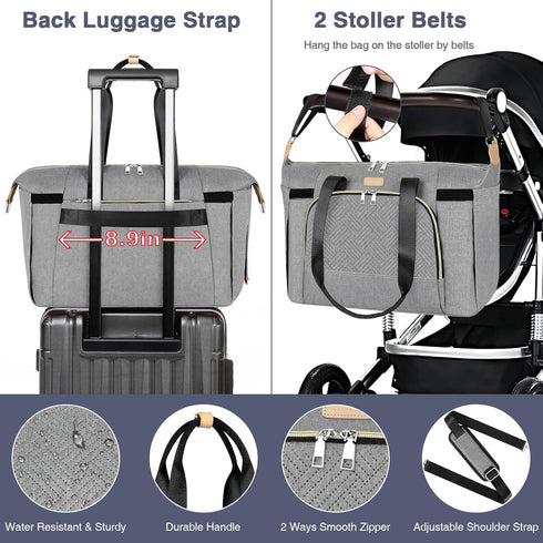 Mommy ITIEZY Diaper Bag Tote for Baby - Large Bag with Portable Changing Pad Pacifier Case, Hospital Bags Travel Baby