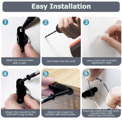 Furniture Wall Anchors (2 Pack), Anti Tip Furniture Straps for Baby Proofing, Metal Earthquake Straps