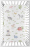 Sweet Jojo Designs Watercolor Farmhouse Farm Animals Fitted Mini Crib Sheet for Baby Nursery, Boy or Girl, Portable