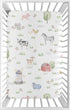 Sweet Jojo Designs Watercolor Farmhouse Farm Animals Fitted Mini Crib Sheet for Baby Nursery, Boy or Girl, Portable