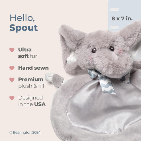 8 7 Inch Bearington Collection Baby Wee Spout - x Small Gray Elephant Stuffed Baby Blanket for Jungle Nursery Decor