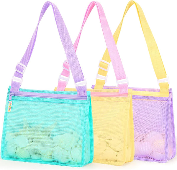 Tagitary Beach Toys Mesh Beach Bags Sand Toys Kids Seashell Bag with