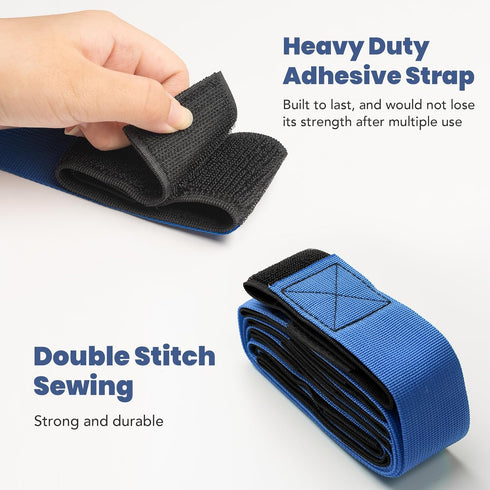 4 Legged Race Bands for Kids and Adults, Relay Race Team Building Games, Perfect for Carnival, Field Day, 2pk, Blue &
