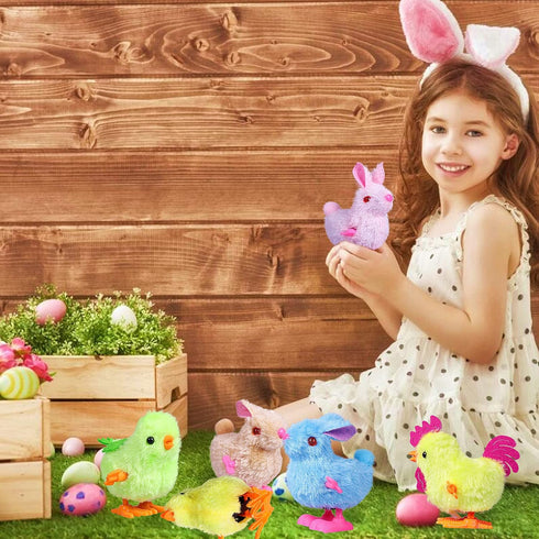 Max Fun 12Pcs Easter Wind Up Toys, Assorted Chicks & Bunny for Easter Party Favors