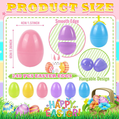 OCTERIC 512Pcs 2.3" Easter Eggs, Fillable Pastel Colors Plastic Easter Eggs Empty for Easter Hunt, Easter Basket