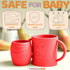 Open Cup Set for Baby, 2 Handled Tiny Cups for Toddlers, Transitional Silicone Cup for 6+ Months (Red)