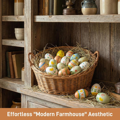8PCS 3 LovesTown Wooden Easter Eggs, Colors Wooden Eggs for Crafts Chicken Nesting Dyeable Food Toy