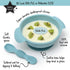 PrimaStella Unbreakable Silicone Non-Slip Bowl and Chew Spoon Set for Babies and Toddlers (Blue)