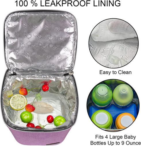 Pack 4 9 Breast Milk Cooler Bag with Ice Fits Baby Bottles Up to Ounce, Baby Bottle Bag Great for Nursing Mom Daycare