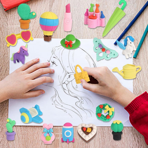 72 Pcs Erasers for Kids, Mini Pencil Eraser Bulk Classroom Prizes, Fun Puzzle Erasers for Back to School Supplies