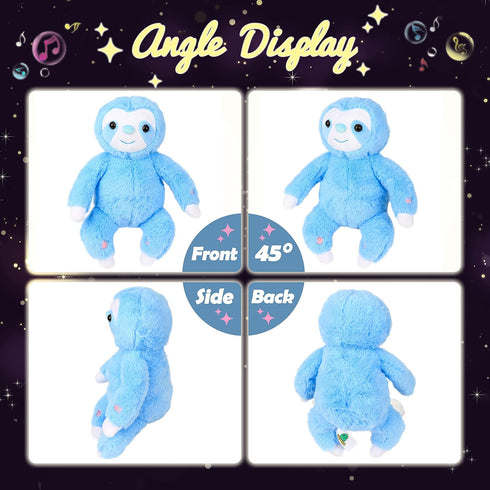 12.5'' Hopearl LED Musical Plush Sloth Light up Stuffed Animal Three Toed Sloth Floppy Night Lights Glow in The Dark