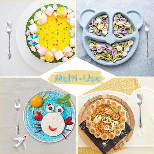 TeamFar Toddler Forks - Stainless Steel Baby Utensil Silverware for Self Feeding, Set of 6, Dishwasher Safe