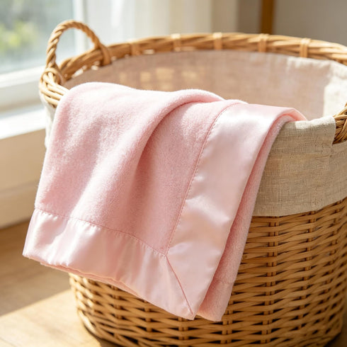 TL Care (30" 40") Cozy, Fleece Blanket x with Silk-Like Satin Trim, Soft, Warm & Pink, for Boys and Girls, Perfect