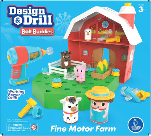 Educational Insights Design & Drill Bolt Buddies Farm Take Apart Toy with Electric Drill for Preschool STEM Learning
