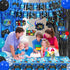 Blue Black Video Game Party Decorations, Happy Birthday Banner, Hanging Swirls, Balloons, Tablecloth Kit