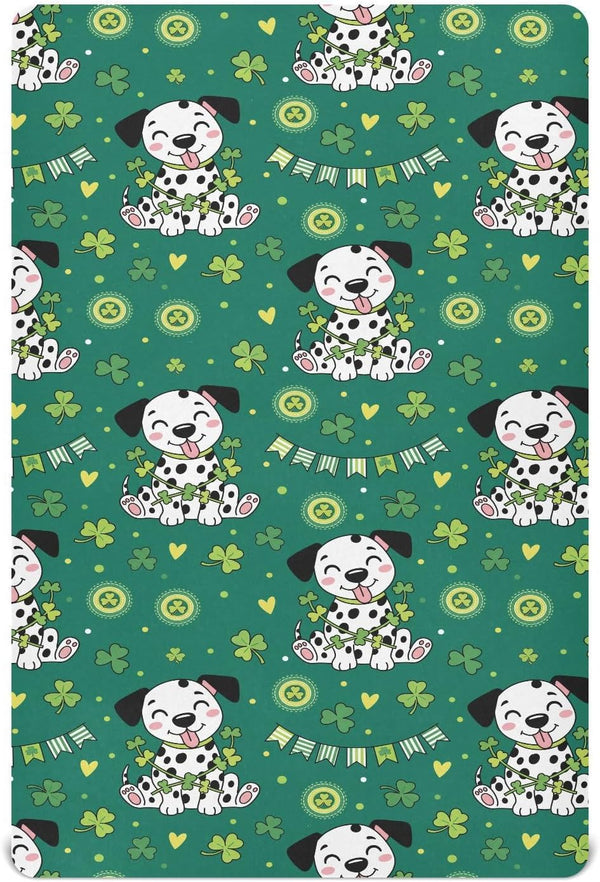 KEIGE St. Patrick's Day Dog Shamrock Fitted Crib Sheet for Girls and Boys,Soft