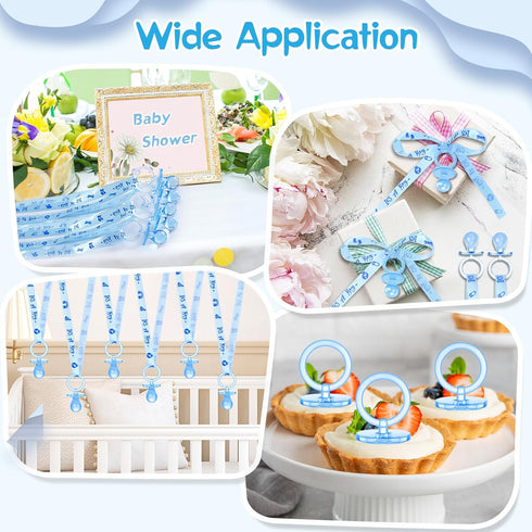 60 ZYFLSQ Pieces Baby Shower Pacifiers Necklace, Acrylic Pacifier Necklaces for Baby Shower Games Boy Charm, Party