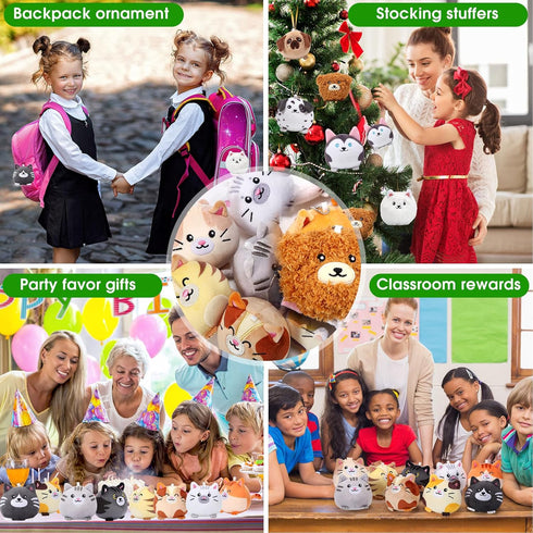 18 3.15 Inch Set Halloscume Pcs Mini Stuffed Animals Bulk Small Plush Cat Puppy Kitten Dog Toys Keychains for Easter