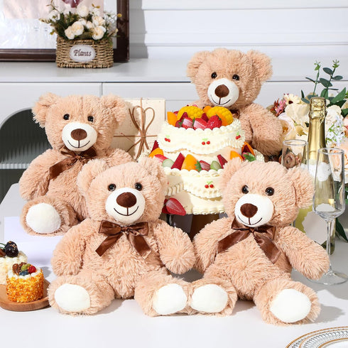 7 Packs Zomiboo Plush Bear Stuffed Animals Plush Soft Cute Stuffed Dolls Birthday Party Decorations(Light Brown)