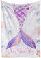 Personalized Blanket for Girls | Custom Mermaid Fleece Throw | Purple Kids