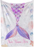 Personalized Blanket for Girls | Custom Mermaid Fleece Throw | Purple Kids