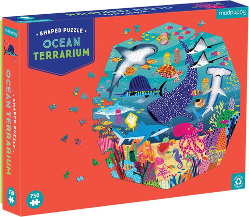 Mudpuppy’s Ocean Terrarium 750 Piece Shaped Puzzle – Colorful Artwork, Family Activity, Includes Puzzle Image Insert