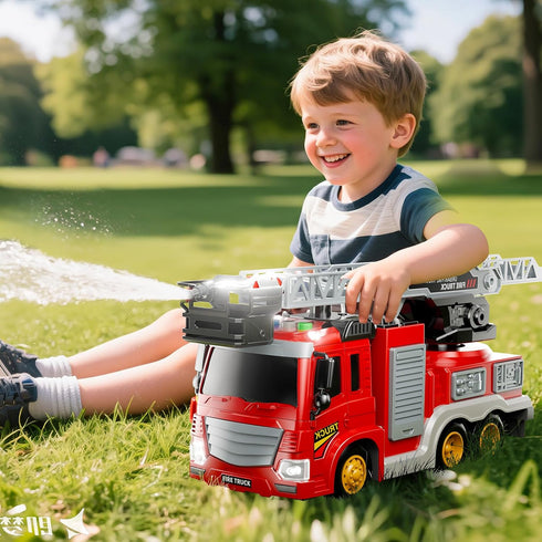 3 4 5 6 7 8 Playset 5-8, Toyset, 3+ JUKUDAHU Fire Truck Toy for Kids Years Old - Fire Trucks with Rotating Ladder