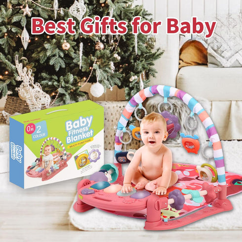 GUGUKUKU Tummy 0 3 6 9 12 Baby Gym Play Mat, Piano Kick and Play Lights and Music Time Toys Infant Musical Activity Gym