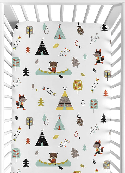 Fitted Crib Sheet for Outdoor Adventure Baby/Toddler Bedding - Nature Fox Bear