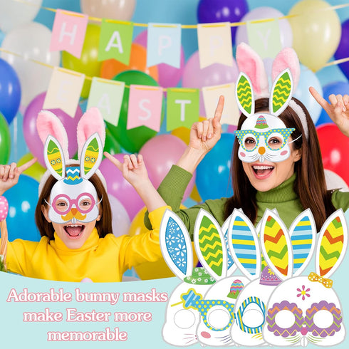 24 Packs Easter Bunny Mask Craft Kits for Kids Easter Crafts and Activities for Pretend Play Bunny Mask Bunny Stickers