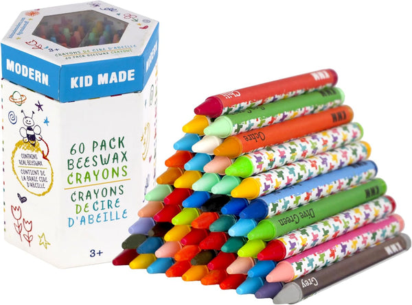Kid Made Modern Beeswax Crayons for Toddlers & Kids (60 Pieces) -